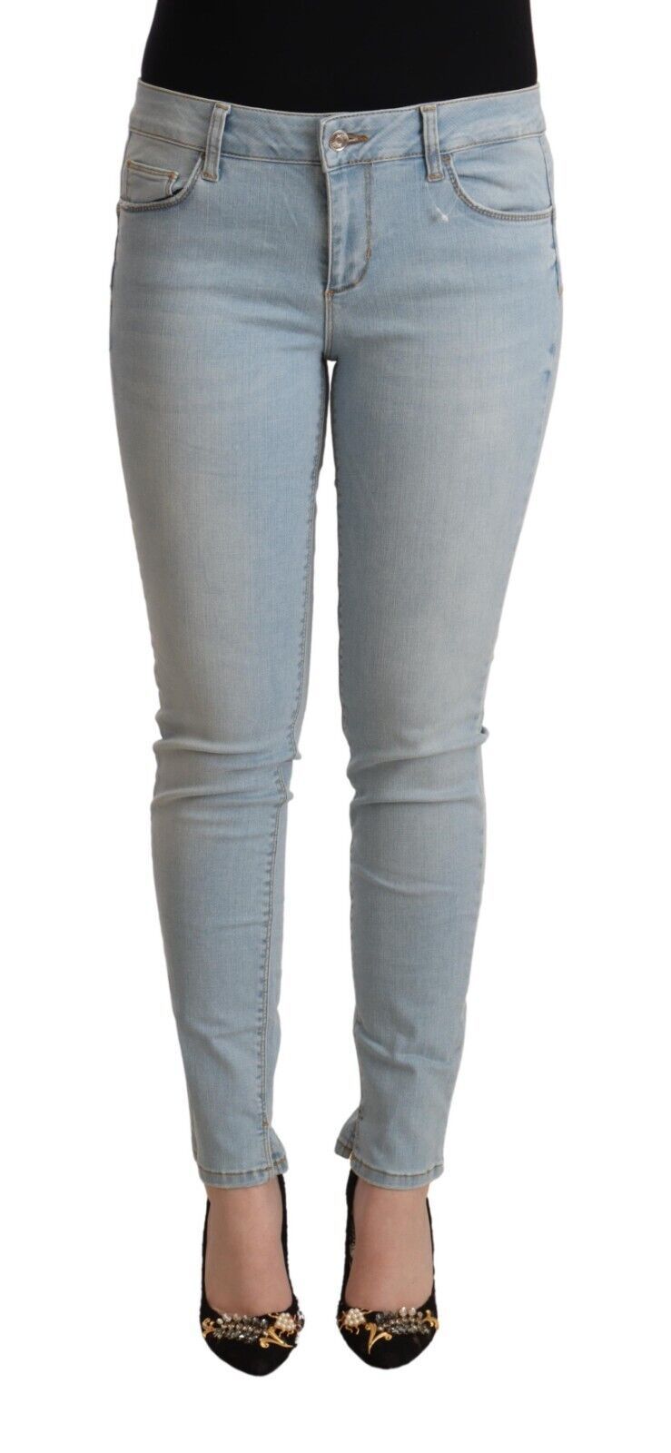 Liu Jo Light Blue Cotton Mid Waist Slim Fit Denim Women's Jeans