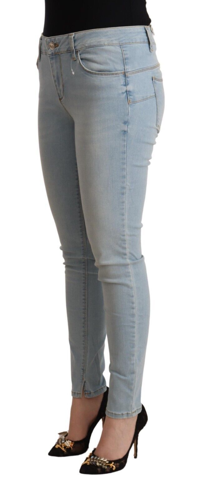 Liu Jo Light Blue Cotton Mid Waist Slim Fit Denim Women's Jeans