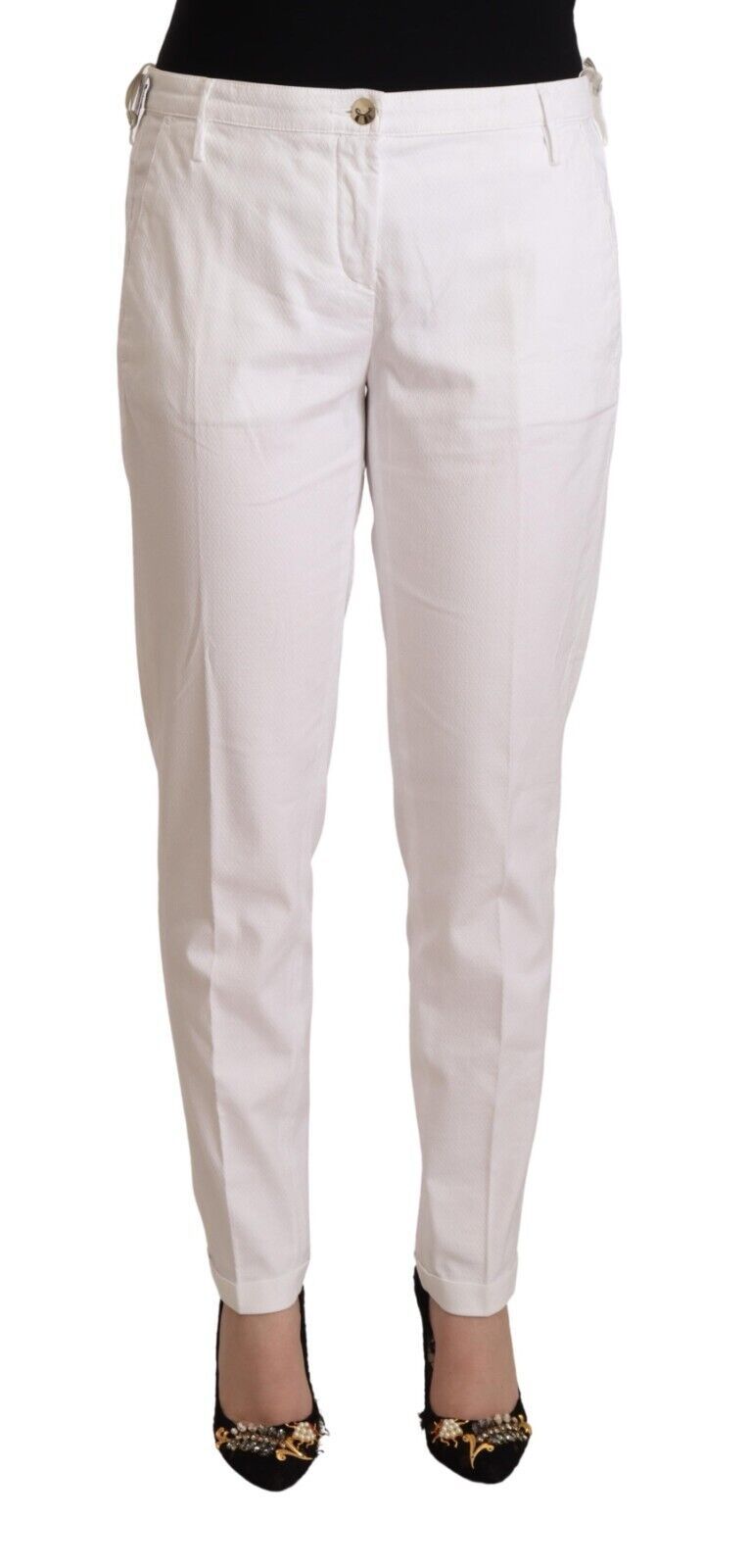 Jacob Cohen White Mid Waist Tapered Birgitte Women's Pants
