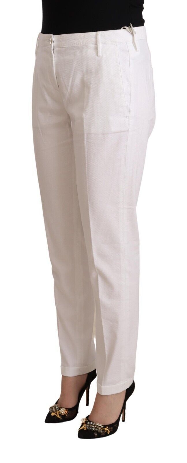 Jacob Cohen White Mid Waist Tapered Birgitte Women's Pants