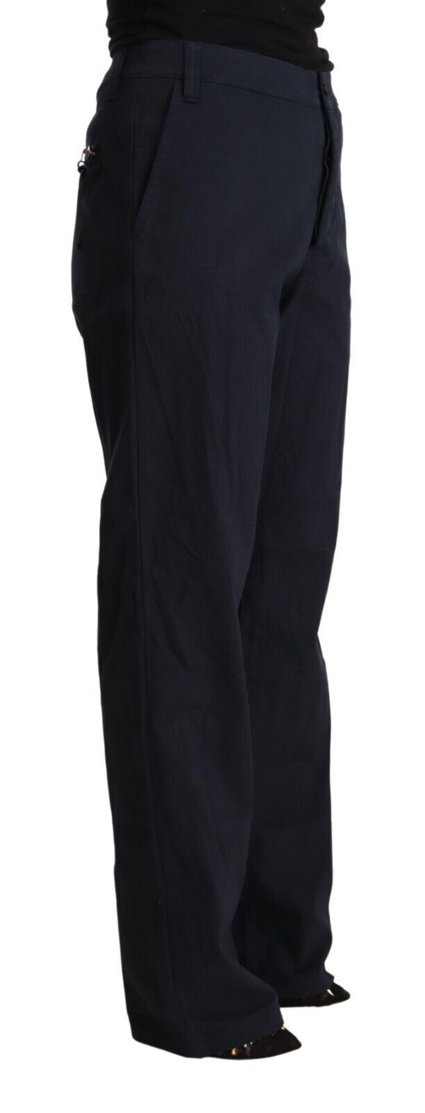 Exte Black High Waist Tapered Cotton Women's Pants