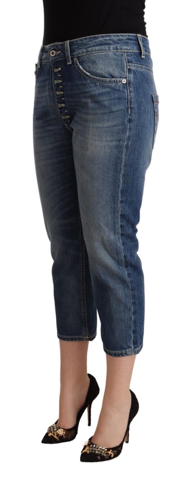 Dondup Blue Washed Mid Waist Capri Denim Women's Jeans