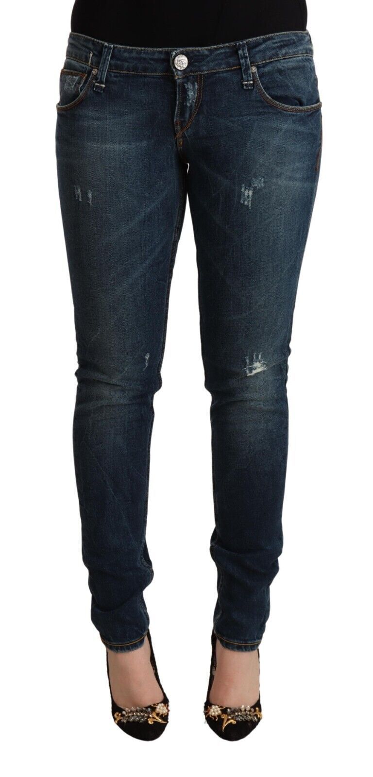 Acht Blue Washed Low Waist Slim Fit Denim Women's Jeans
