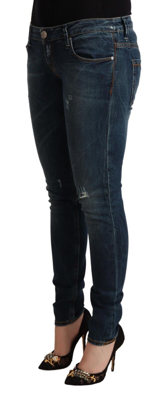 Acht Blue Washed Low Waist Slim Fit Denim Women's Jeans