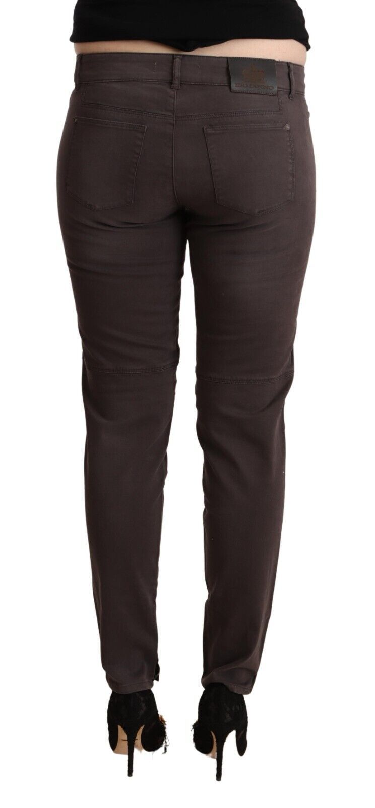 Ermanno Scervino Brown Cotton Low Waist Slim Fit Women's Pants