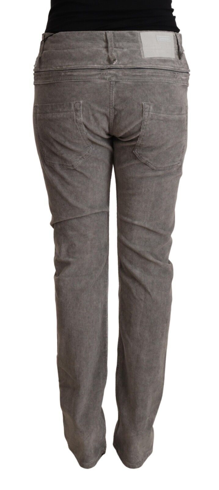 Acht Gray Cotton Straight Fit High Waist Women's Pants
