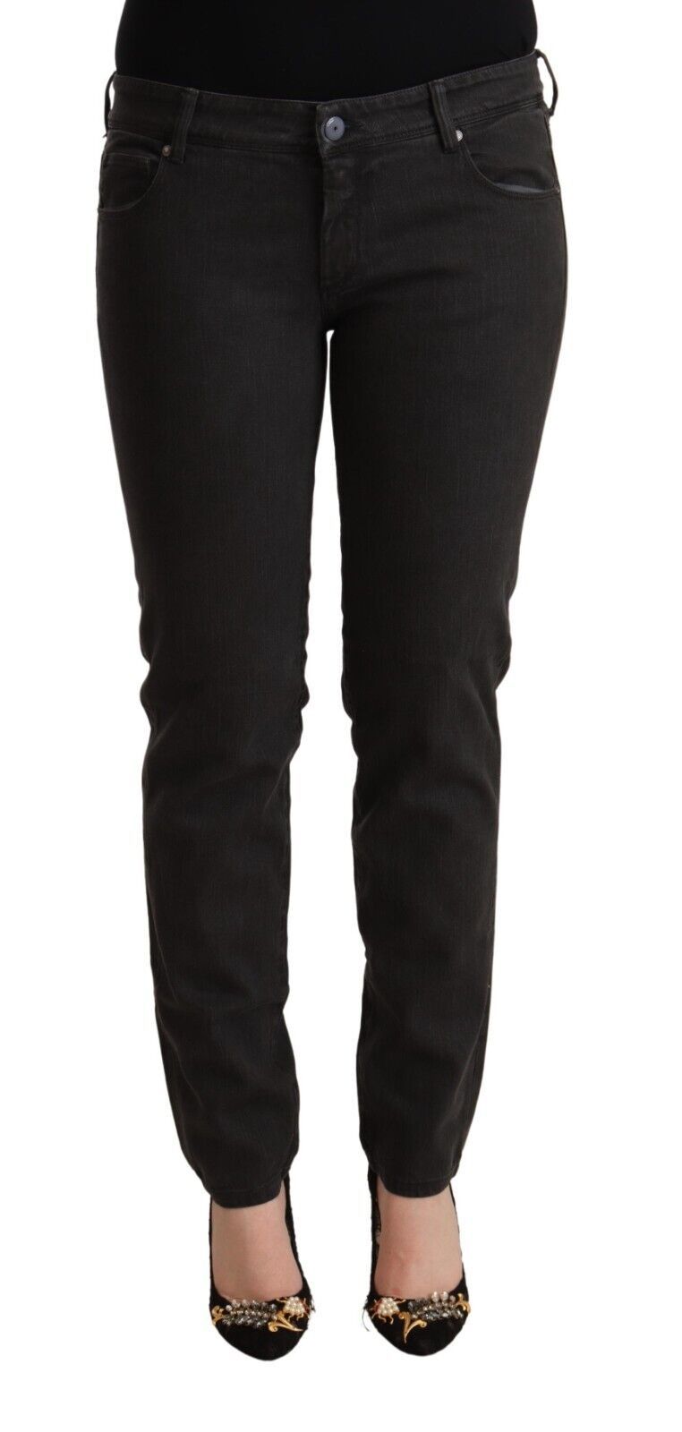 Ermanno Scervino Black Low Waist Skinny Denim Cotton Women's Jeans