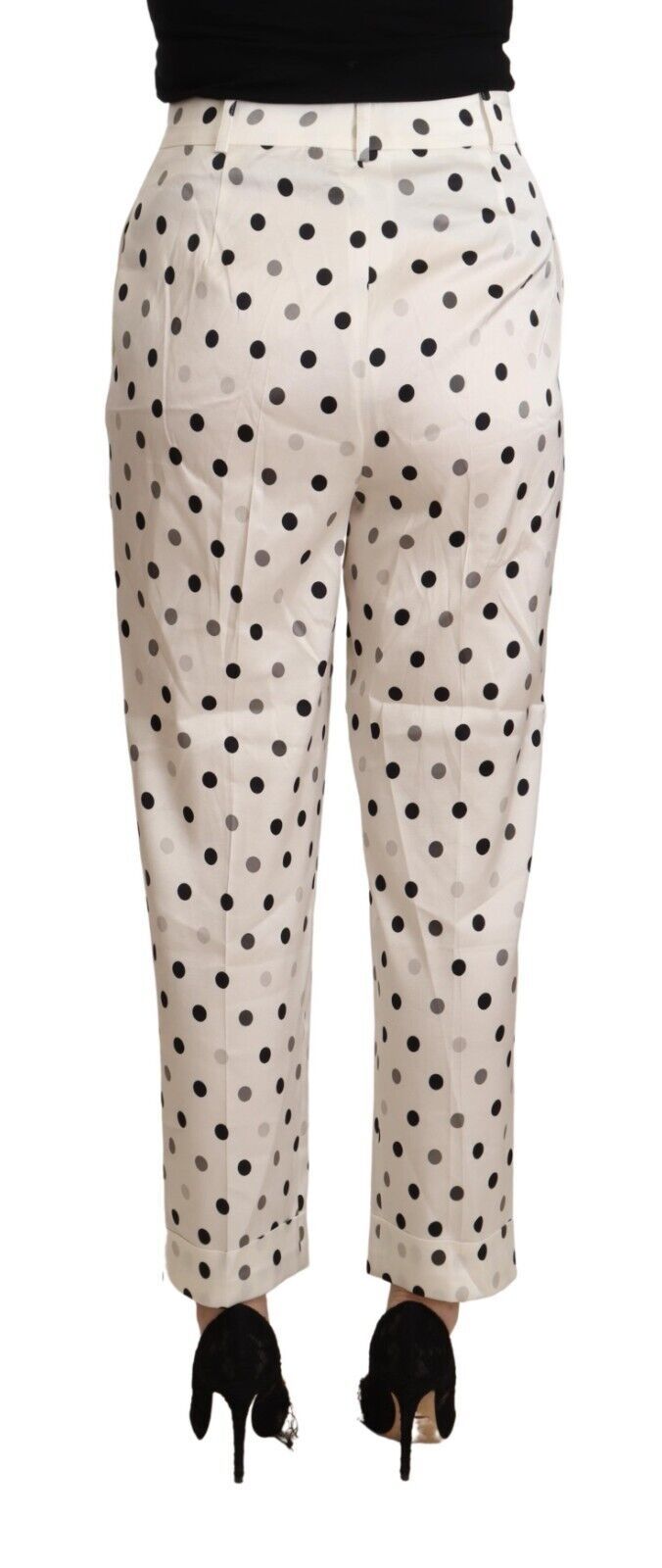 Ermanno Scervino White Polka Dotted High Waist Tapered Women's Pants