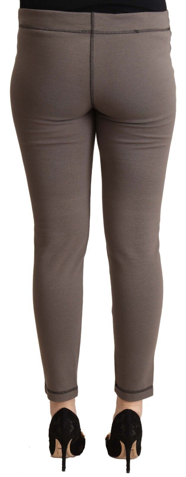 John Galliano Gray Cotton Mid Waist Stretch Leggings Cropped Women's Pants