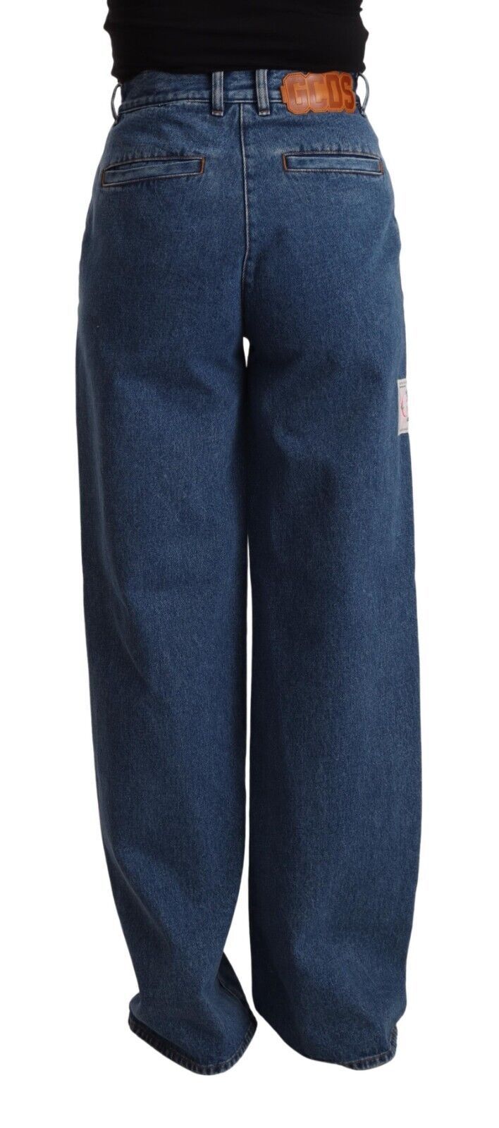 GCDS Blue Cotton High Waist Wide Leg Boot Cut Denim Women's Jeans