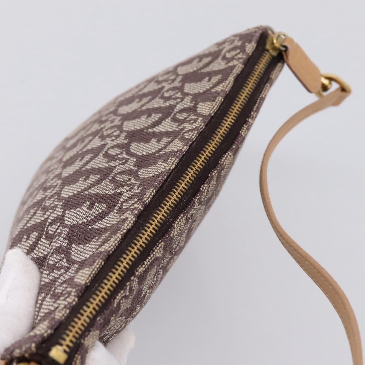 Christian Dior Vintage Saddle Bag Canvas Brown Canvas Clutche & Pouche Bag (Pre-Owned)