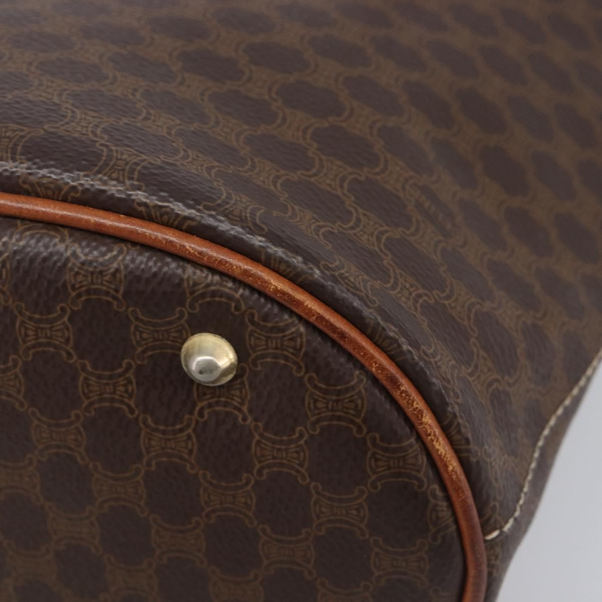 Celine Vintage Macadam Shopper Coated Canvas Brown Canvas Tote Bag Bag (Pre-Owned)