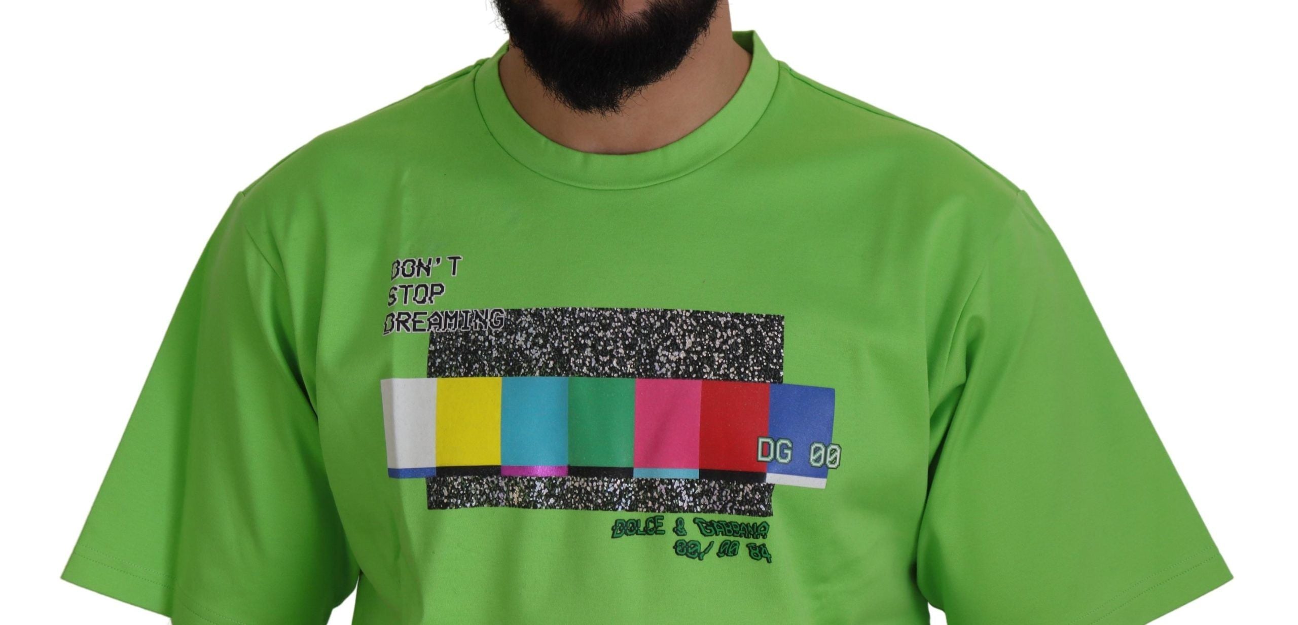 Dolce & Gabbana Green Cotton DG CHANNEL Top Men's T-shirt