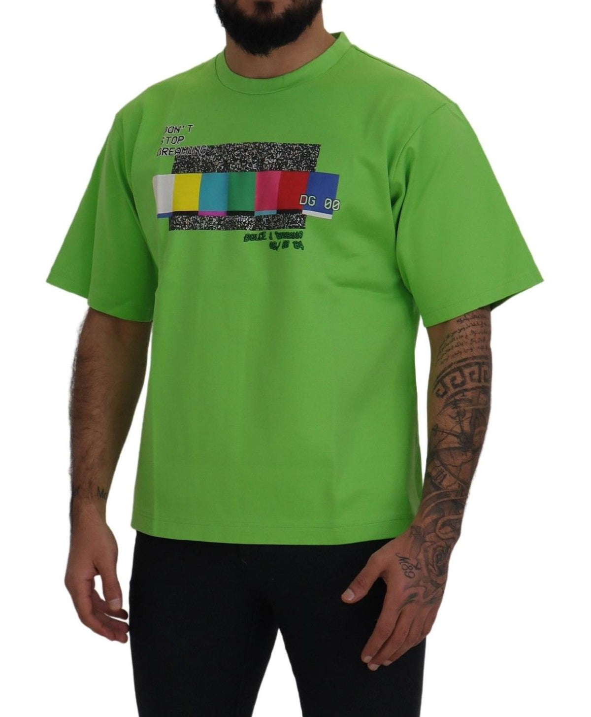Dolce & Gabbana Green Cotton DG CHANNEL Top Men's T-shirt