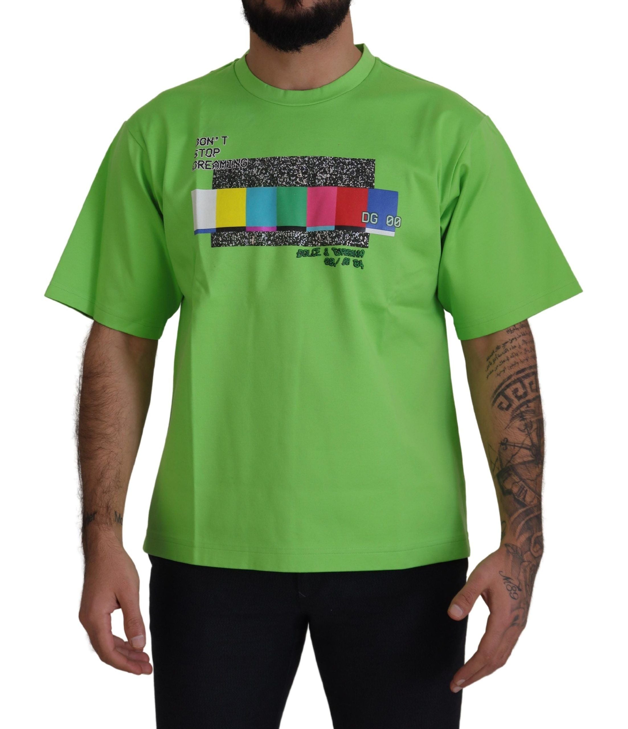 Dolce & Gabbana Green Cotton DG CHANNEL Top Men's T-shirt