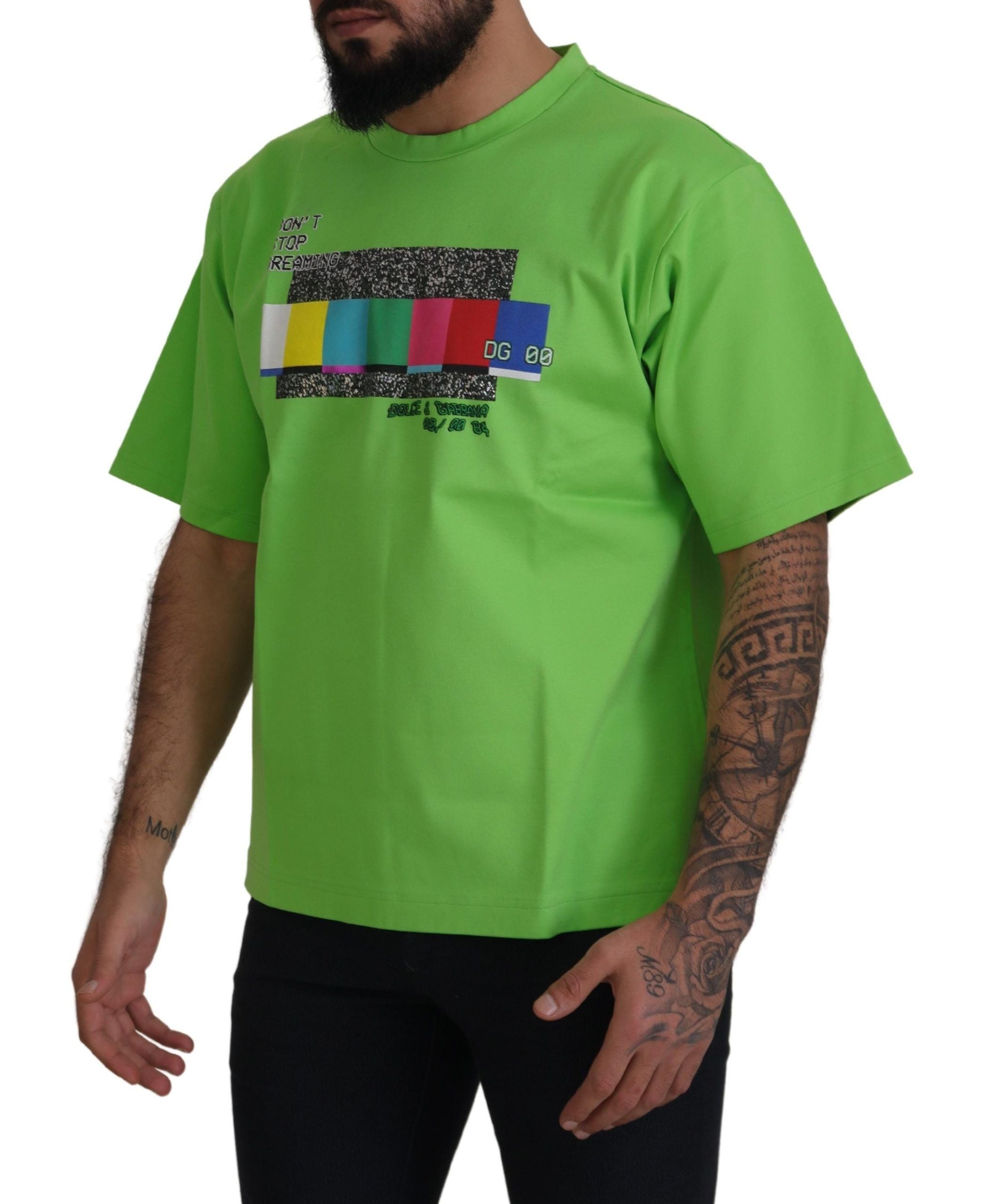 Dolce & Gabbana Green Cotton DG CHANNEL Top Men's T-shirt