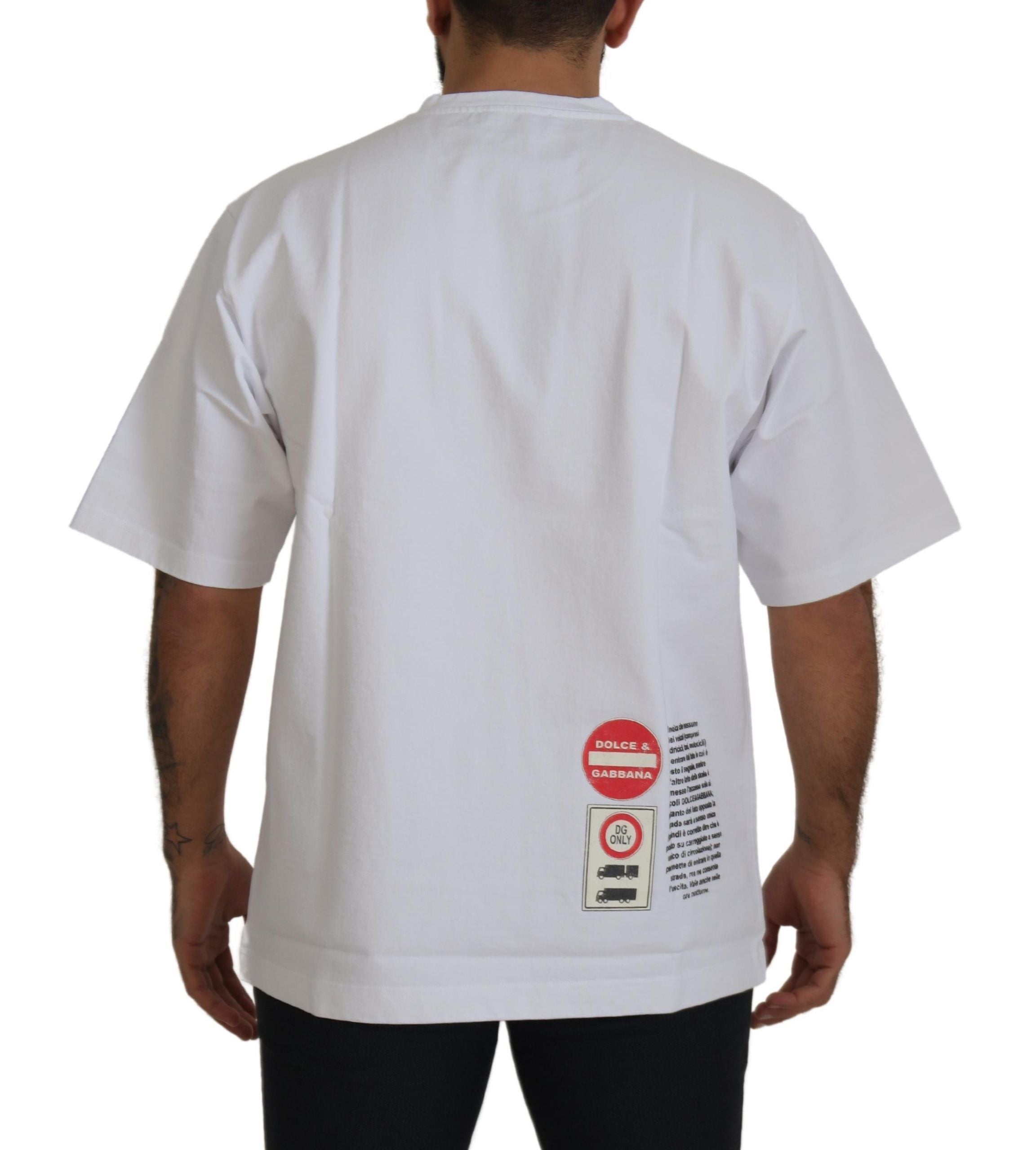 Dolce & Gabbana White Amor Heart Cotton Crewneck Men's T-shirt