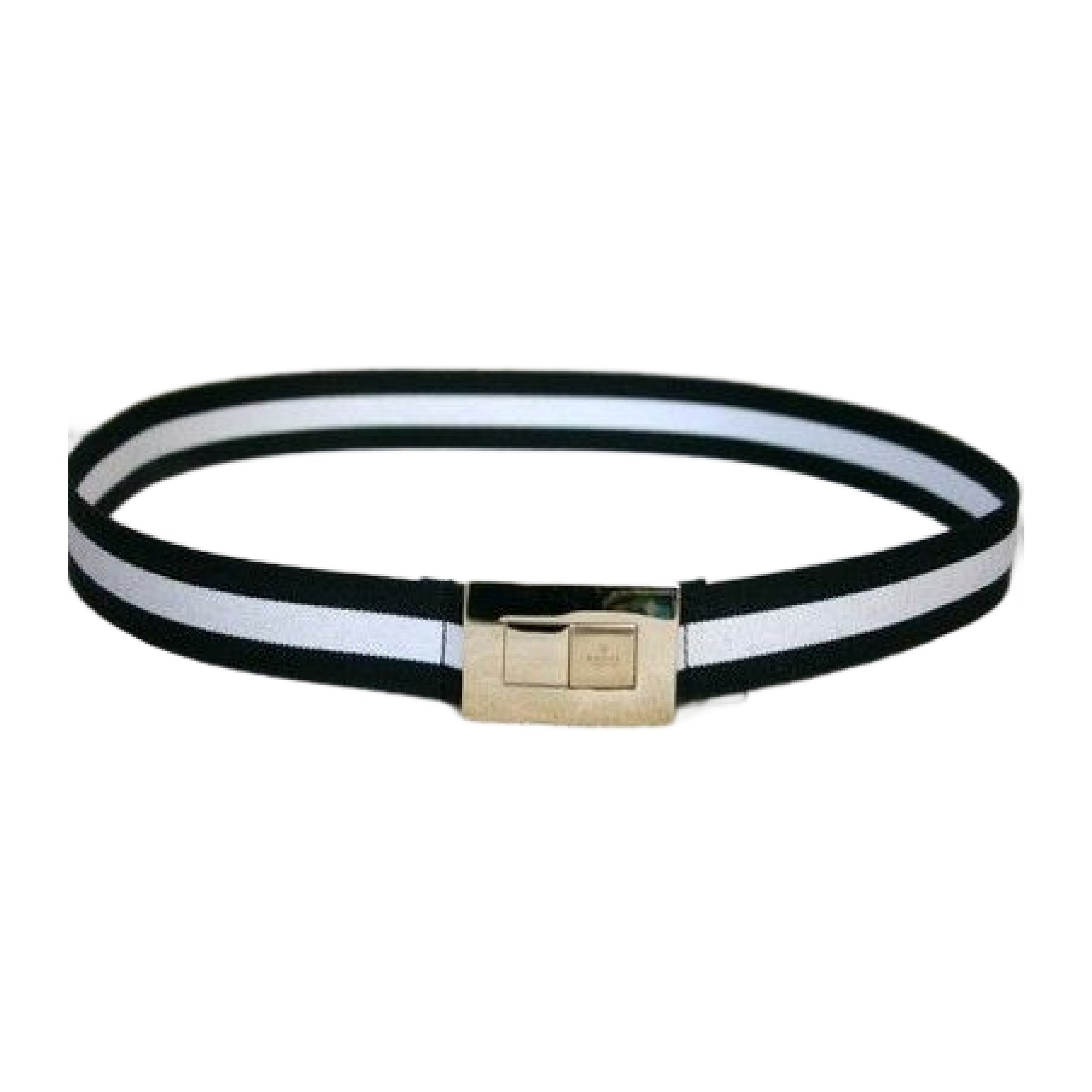 Gucci Women's Black and White Interlocking Canvas Belt (Pre-Owned)