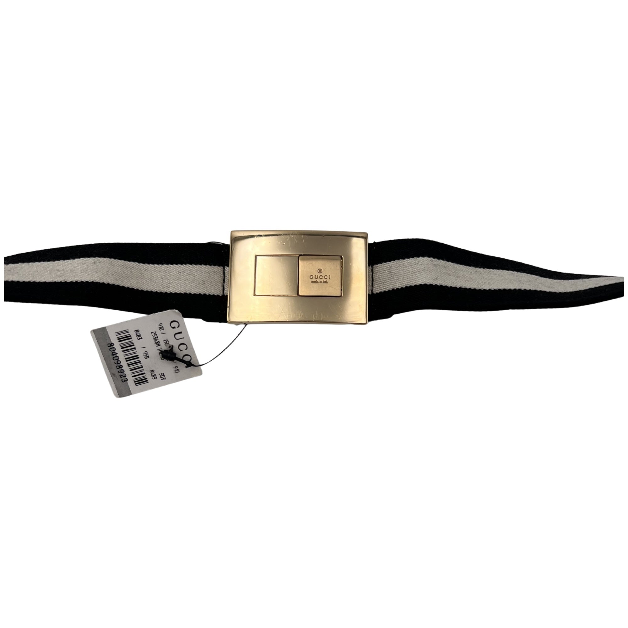 Gucci Women's Black and White Interlocking Canvas Belt (Pre-Owned)