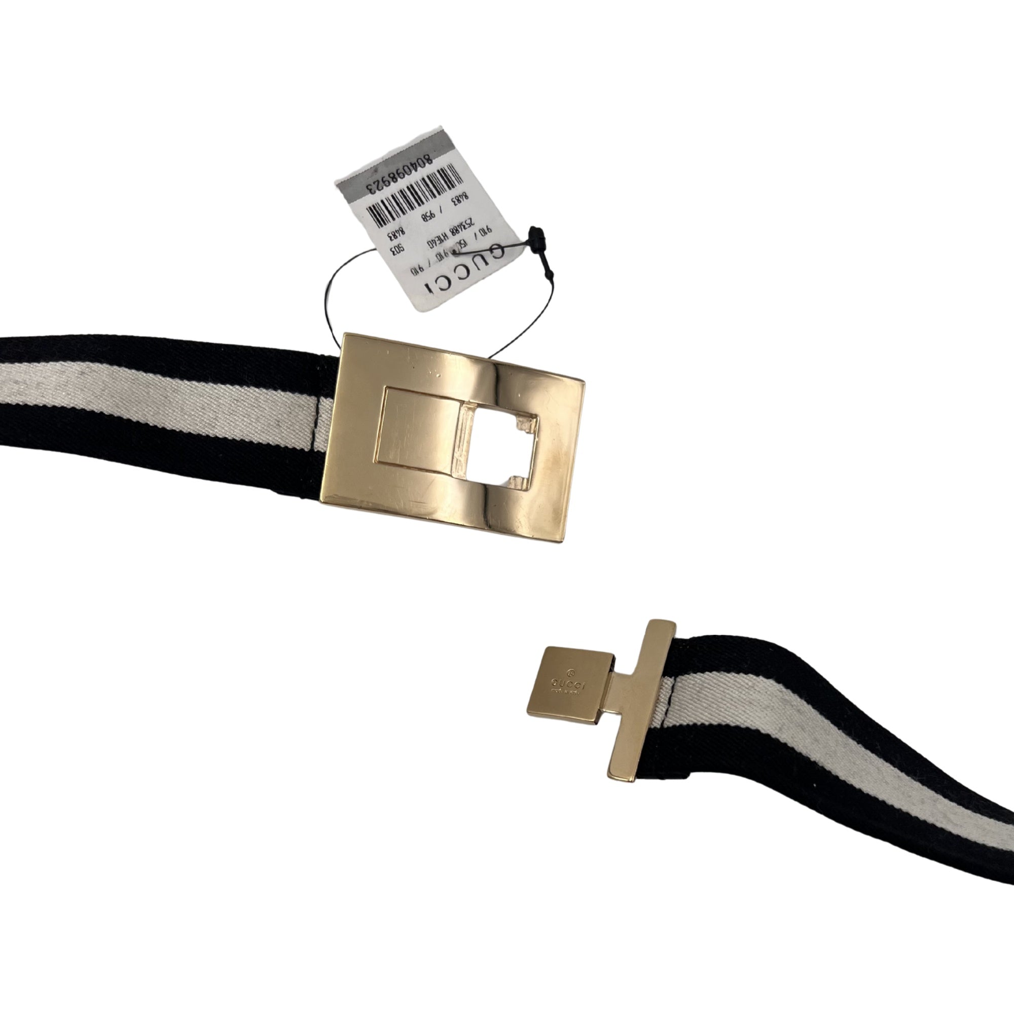 Gucci Women's Black and White Interlocking Canvas Belt (Pre-Owned)
