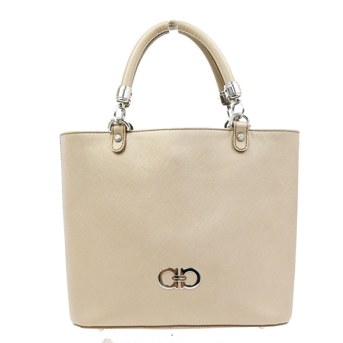 Salvatore Ferragamo Gancini Leather Beige Leather Handbag (Pre-Owned)