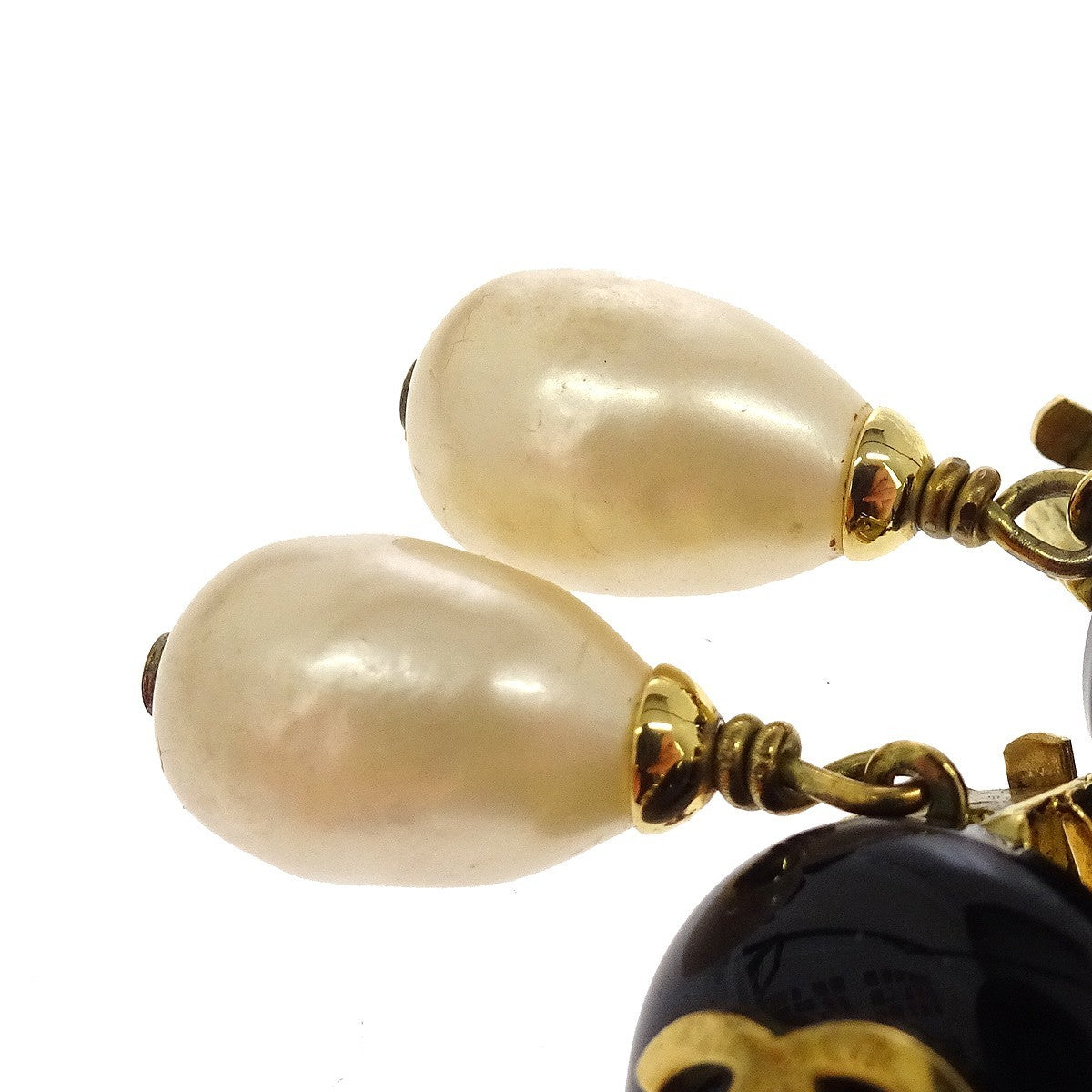 Chanel Cc Logo Dangle Artificial Pearls With Gold-Plated Gold Gold_Plated Earrings Jewelry (Pre-Owned)