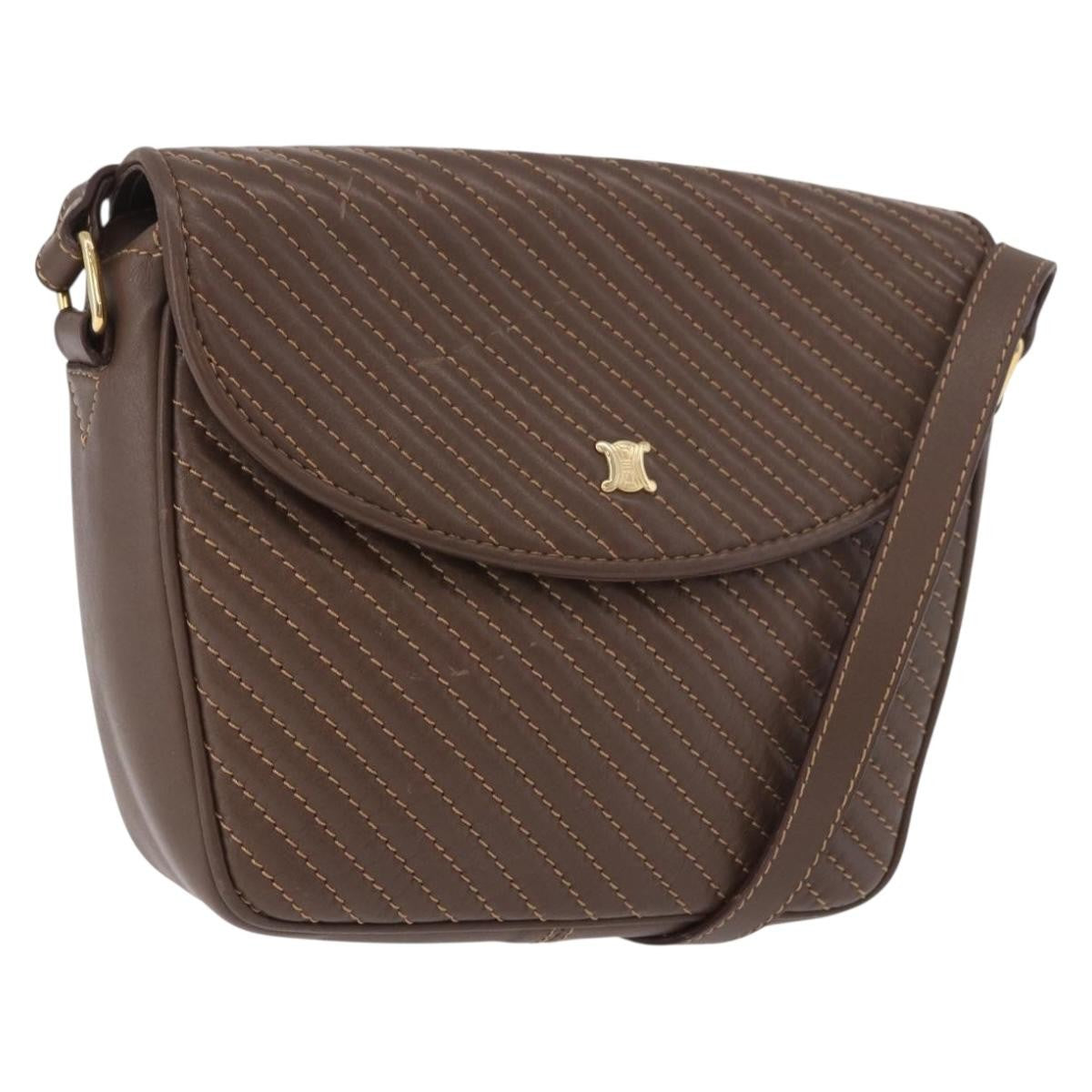 Celine Macadam Leather Brown Leather Shoulder Bag Bag (Pre-Owned)