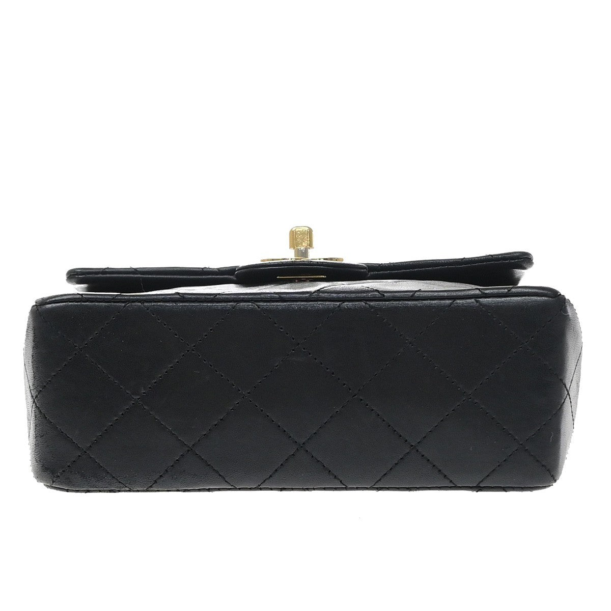 Chanel Vintage Square Classic Flap Quilted Lambskin Black Leather Shoulder Bag Bag (Pre-Owned)