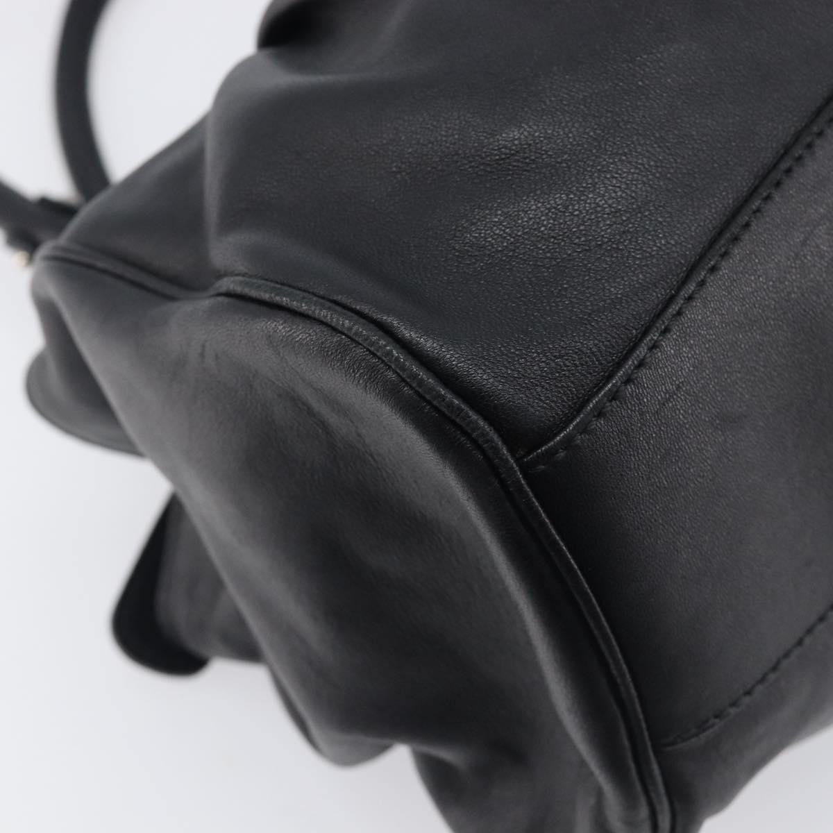 Salvatore Ferragamo Gancini Leather Black Leather Handbag (Pre-Owned)