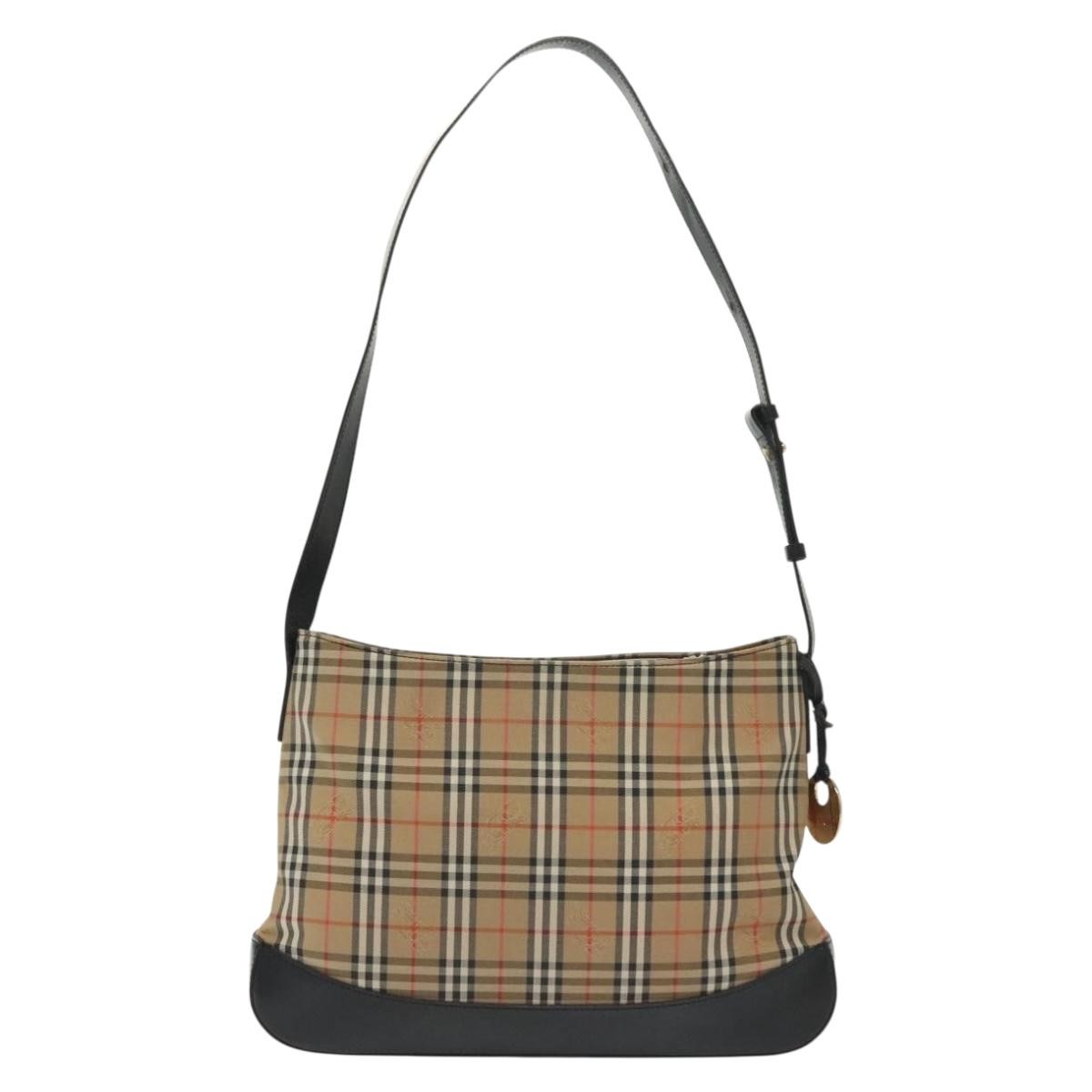 Burberry Shoulder Nova Check Canvas Beige Canvas Bag (Pre-Owned)