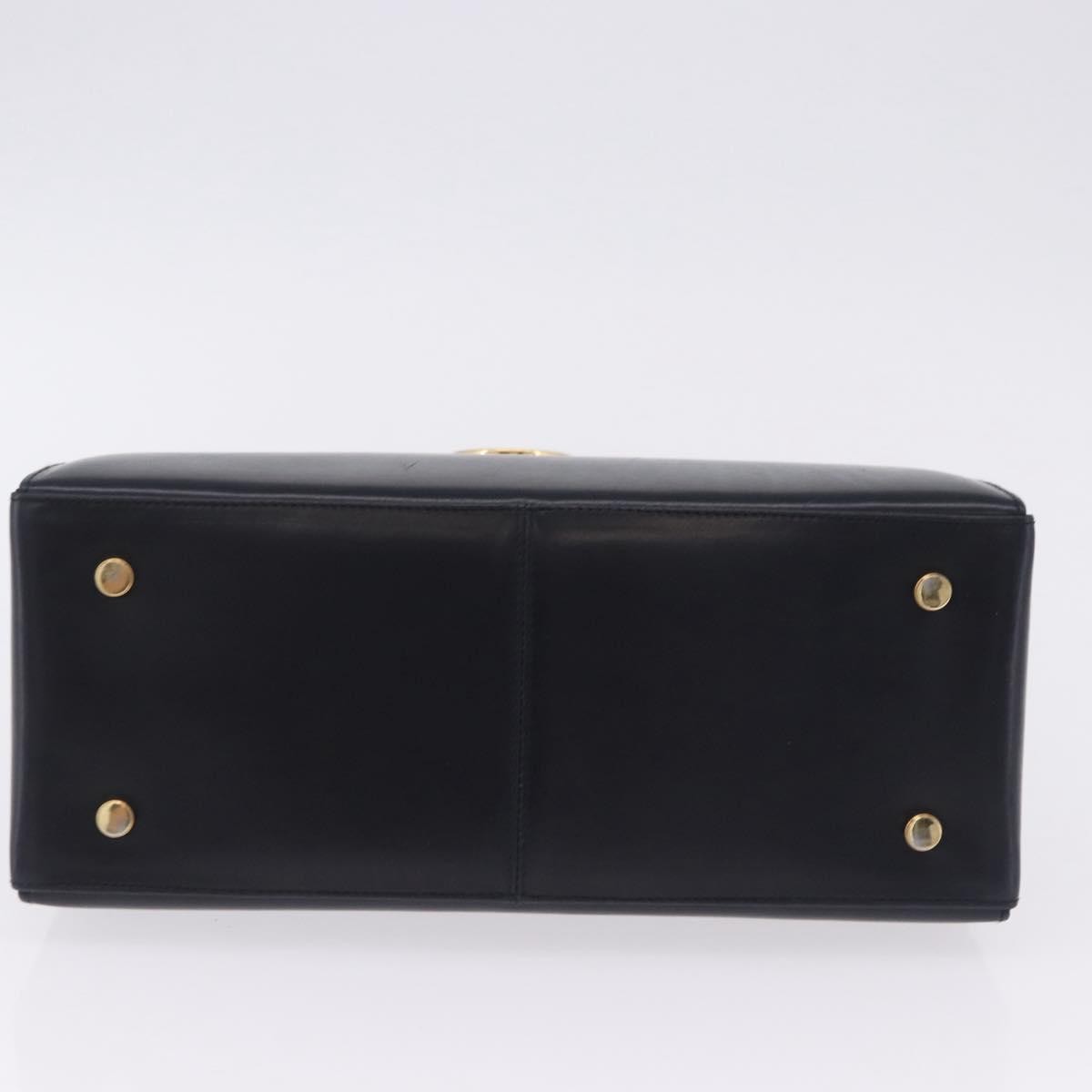 Salvatore Ferragamo Convertible Top Handle Leather Navy Leather Handbag (Pre-Owned)