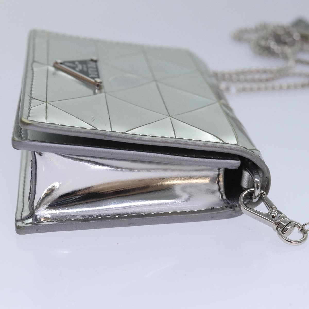 Prada Chain Embellished Leather Silver Leather Wallets Accessory (Pre-Owned)