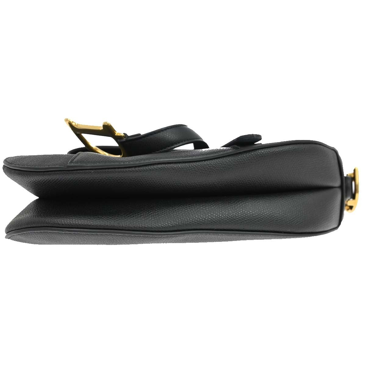 Christian Dior Saddle Leather Black Leather Handbag (Pre-Owned)