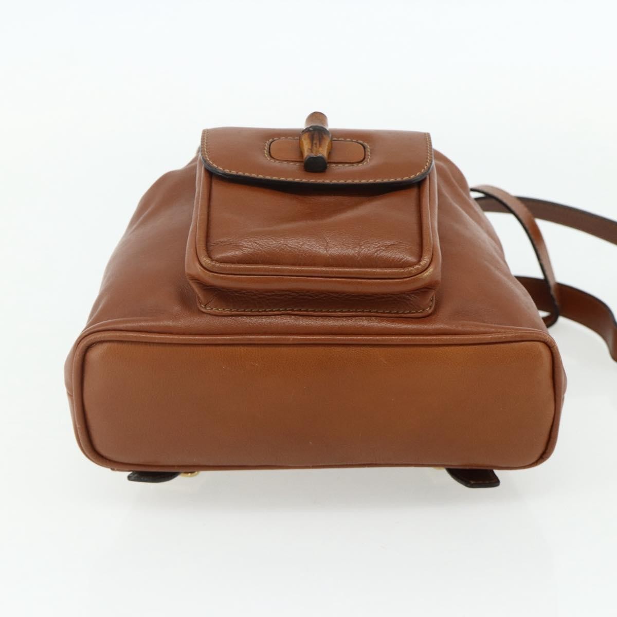 Gucci Vintage Bamboo Leather Brown Leather Backpack Bag (Pre-Owned)