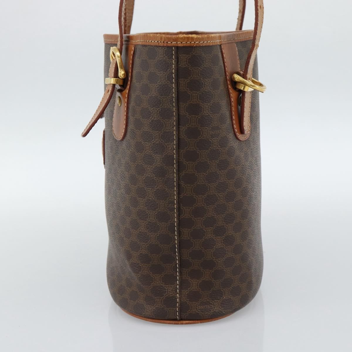 Celine Vintage Macadam Canvas And Leather Brown Canvas Tote Bag Bag (Pre-Owned)
