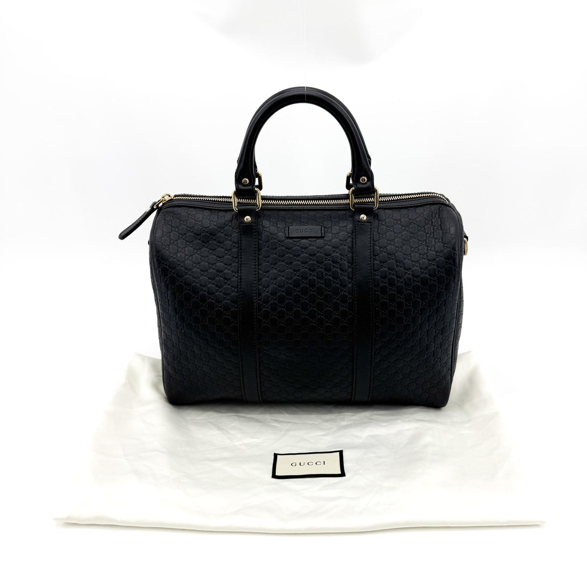 Gucci Joy Boston Microguccissima Leather Black Leather Handbag (Pre-Owned)