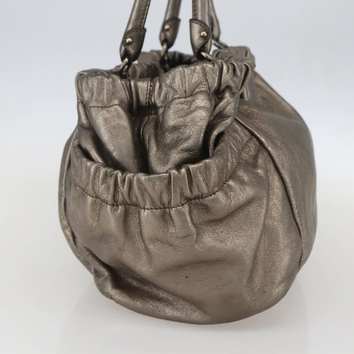 Salvatore Ferragamo Vala Leather Gold Leather Handbag (Pre-Owned)