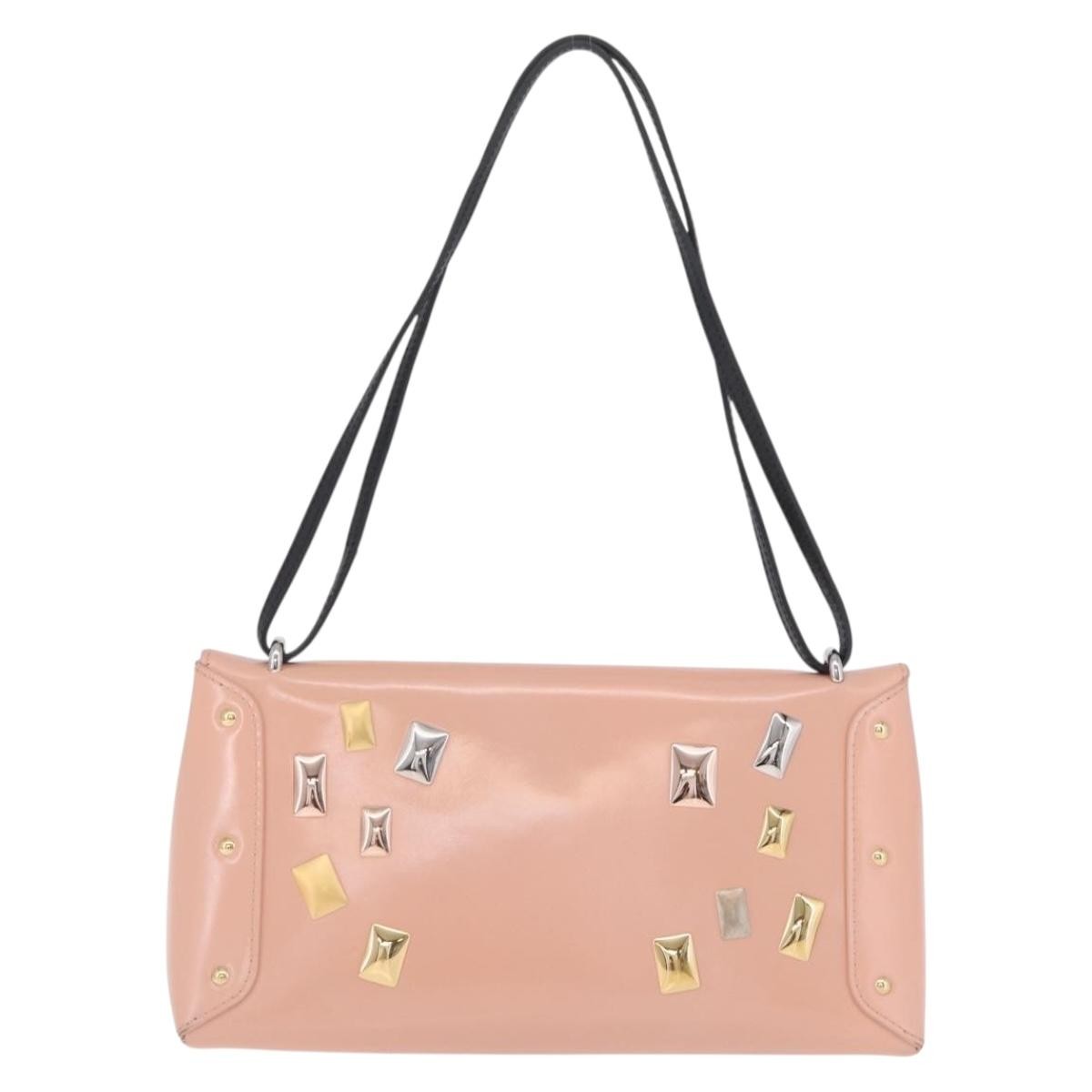 Louis Vuitton Sac Triangle Embellished Glazed Calfskin Pink Leather Handbag (Pre-Owned)