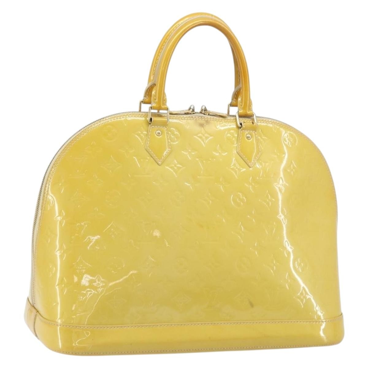 Louis Vuitton Alma Monogram Vernis Yellow Patent_Leather Handbag (Pre-Owned)