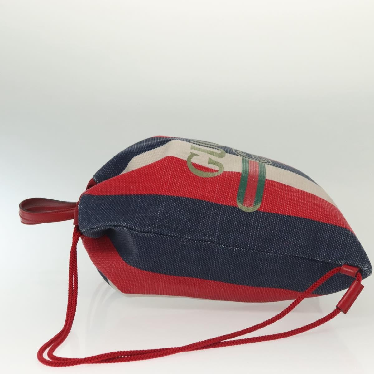 Gucci Logo Drawstring Striped Canvas Multicolour Canvas Backpack Bag (Pre-Owned)