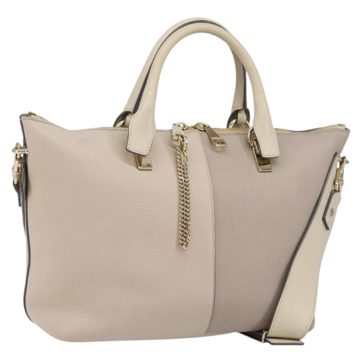 Chloe Bicolor Baylee Satchel Leather Gray Leather Handbag (Pre-Owned)