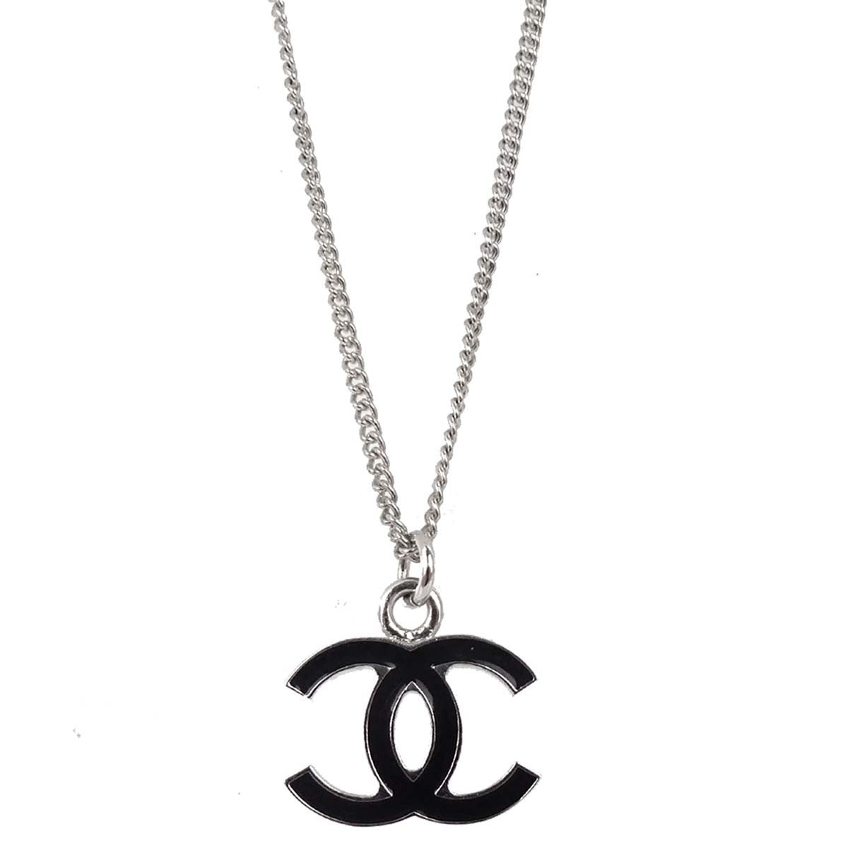 Chanel Cc Pendant Metal With Enamel Silver Silver_Plated Necklace Jewelry (Pre-Owned)