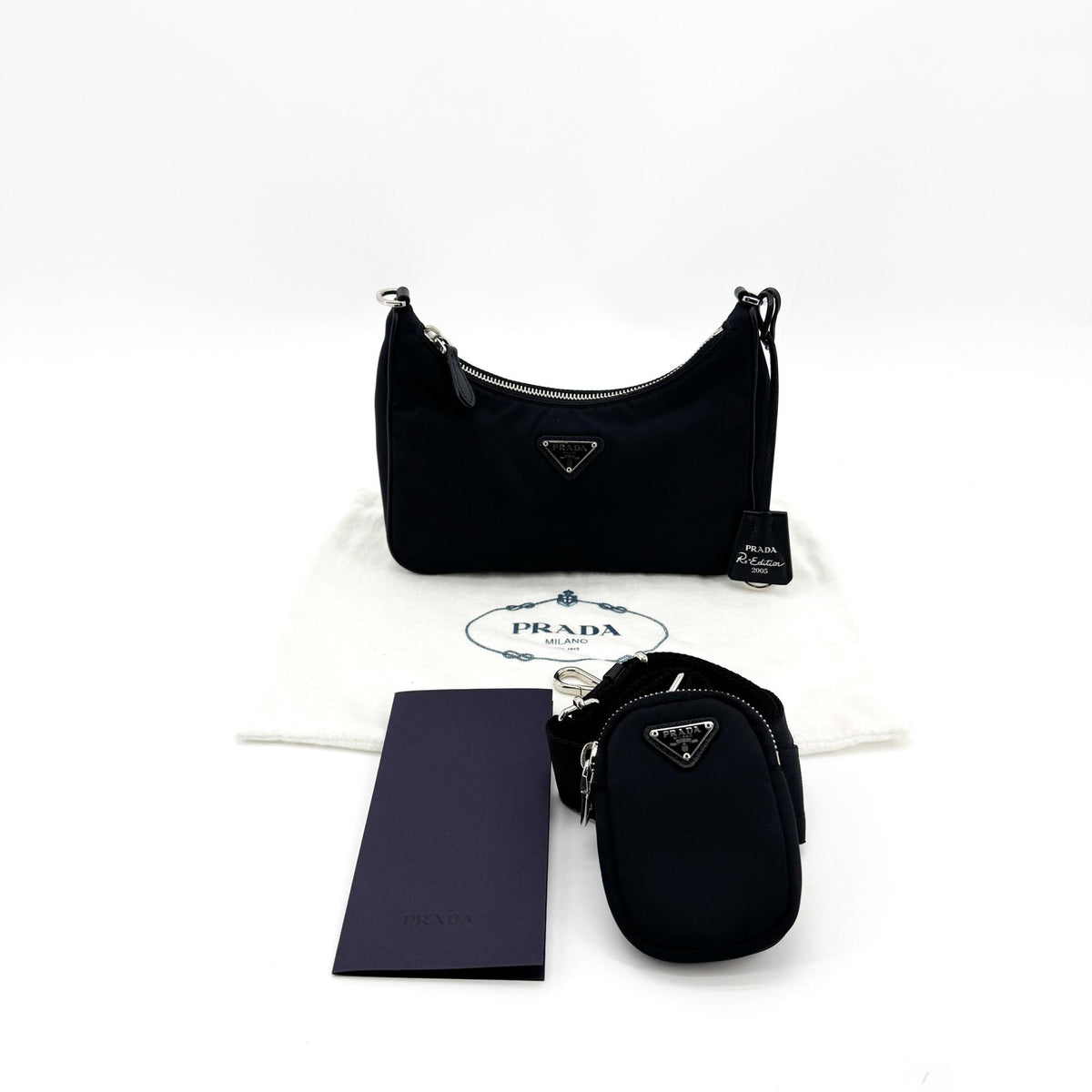 Prada Re-Edition 2005 Hobo Tessuto With Saffiano Leather Black Nylon Shoulder Bag Bag (Pre-Owned)