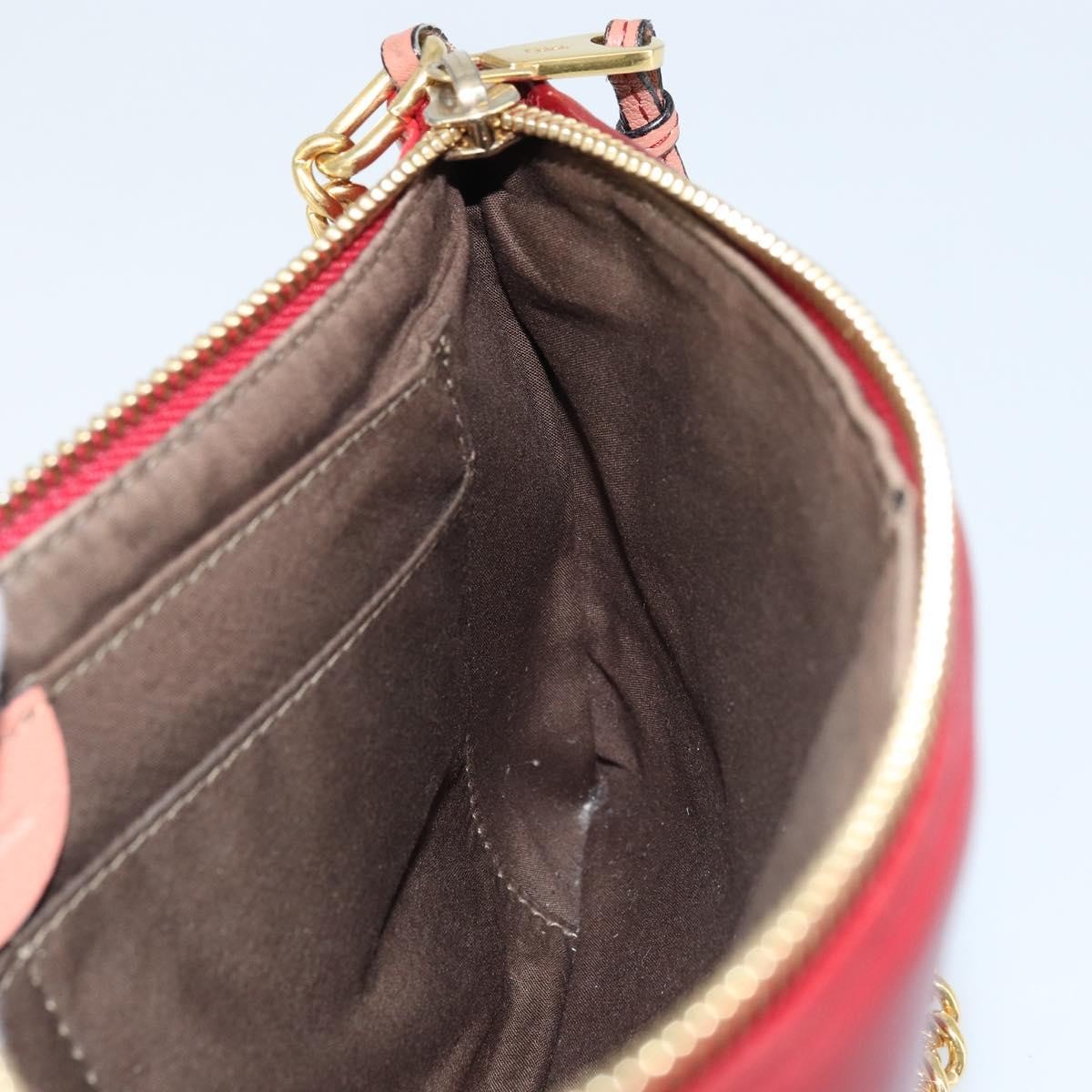 Chloe Envelope Wallet On Chain Leather Red Leather Shoulder Bag Bag (Pre-Owned)