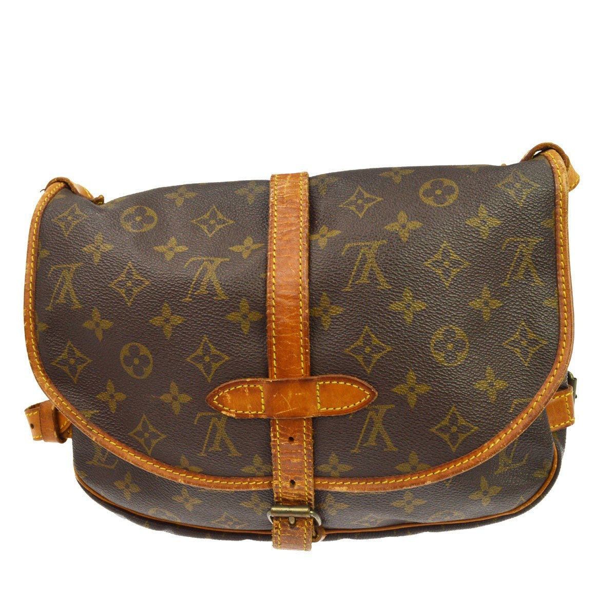 Louis Vuitton Saumur Monogram Canvas Brown Canvas Shoulder Bag Bag (Pre-Owned)