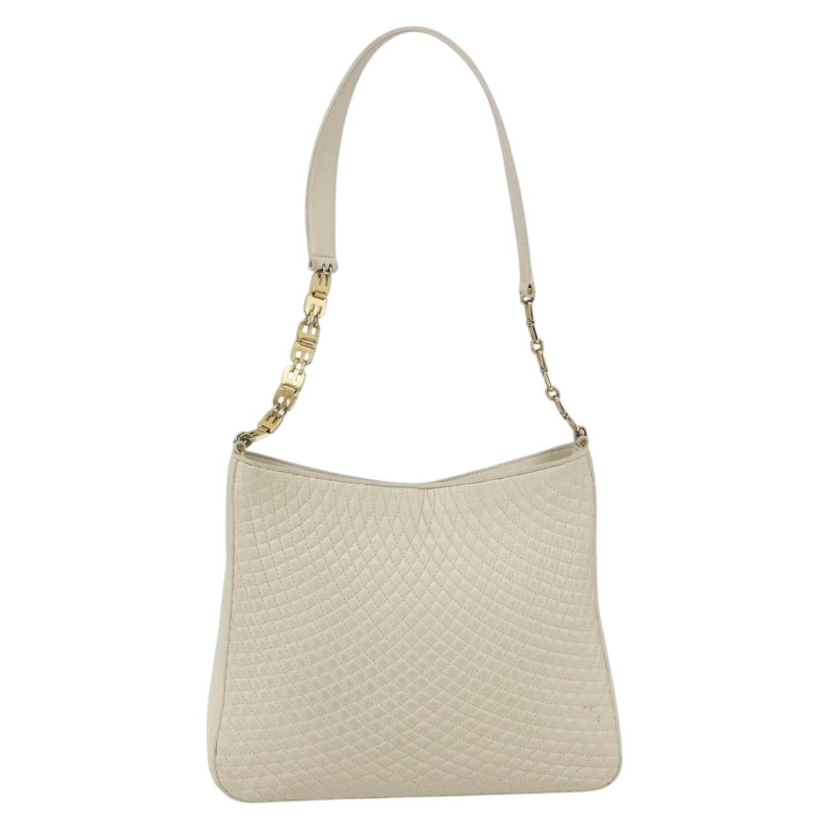 Bally Vintage Quilted Leather Ecru Leather Shoulder Bag Bag (Pre-Owned)