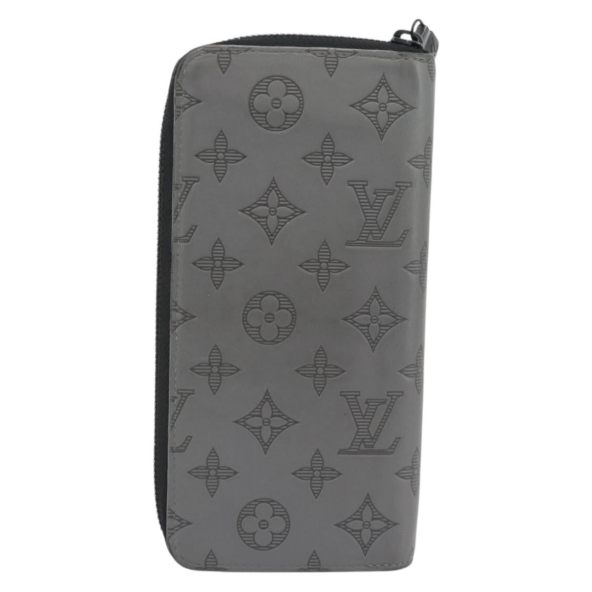Louis Vuitton Zippy Wallet Vertical Monogram Shadow Leather Gray Leather Wallets Accessory (Pre-Owned)