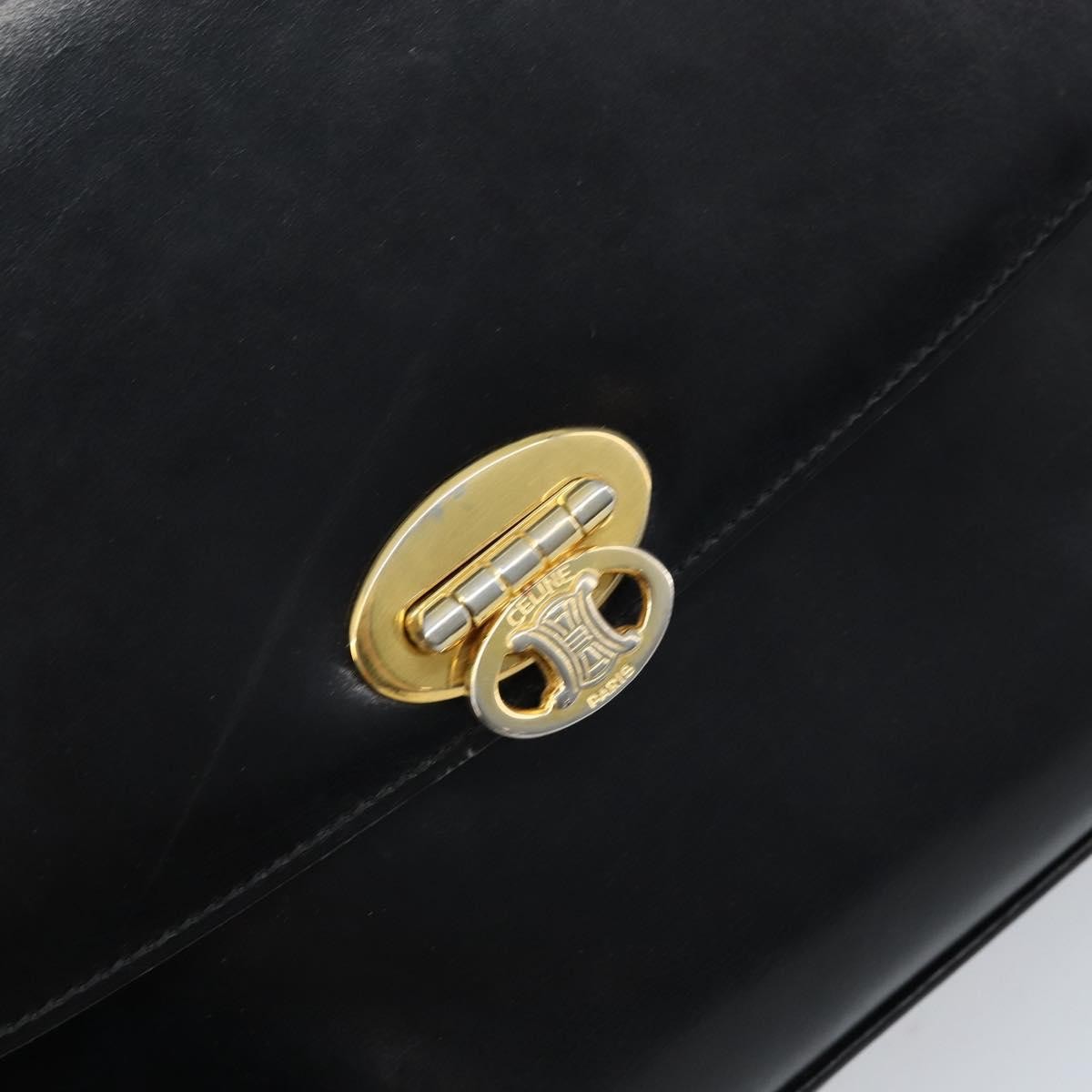 Celine Shoulder Leather Black Leather Shoulder Bag Bag (Pre-Owned)