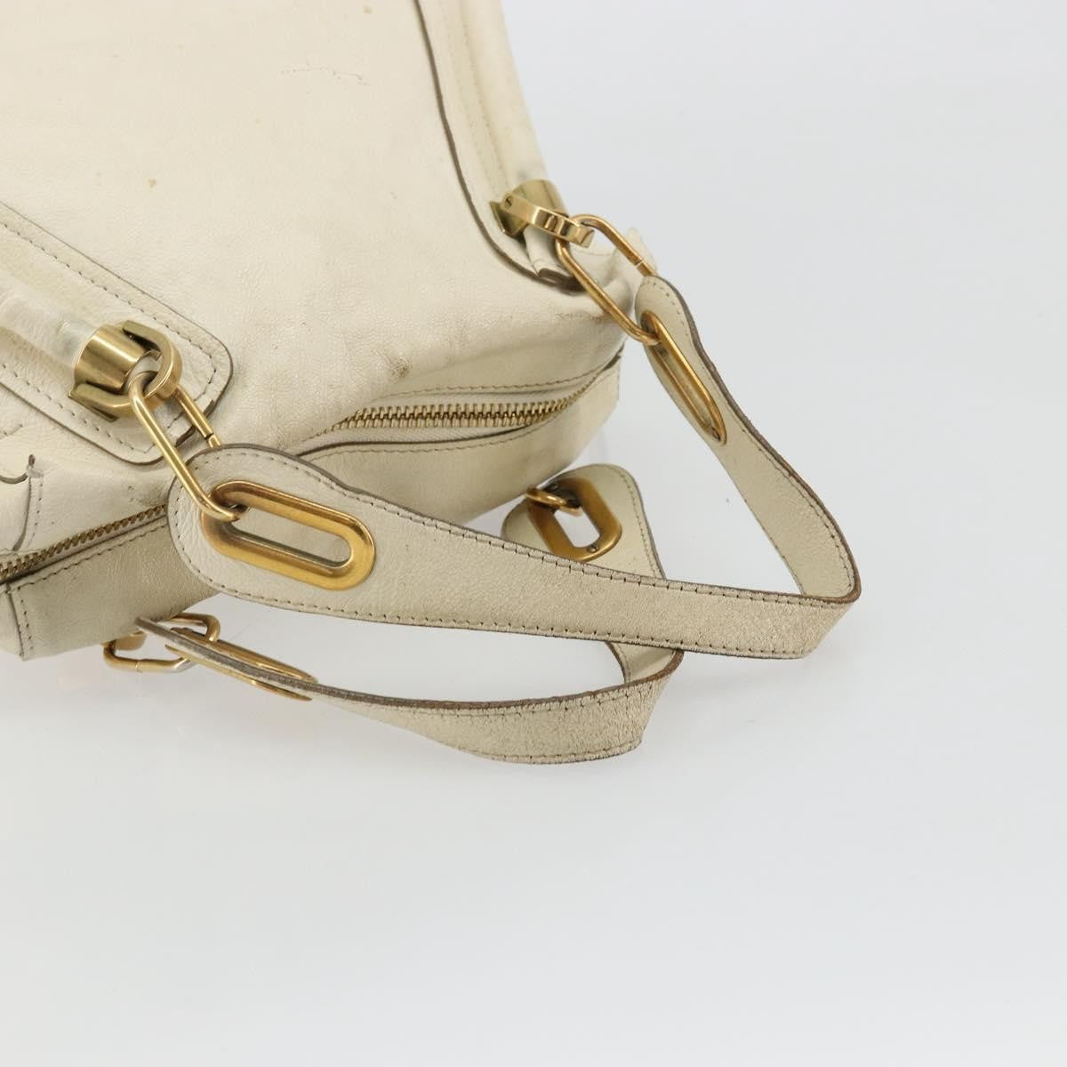 Chloe Paraty Top Handle Leather White Leather Handbag (Pre-Owned)