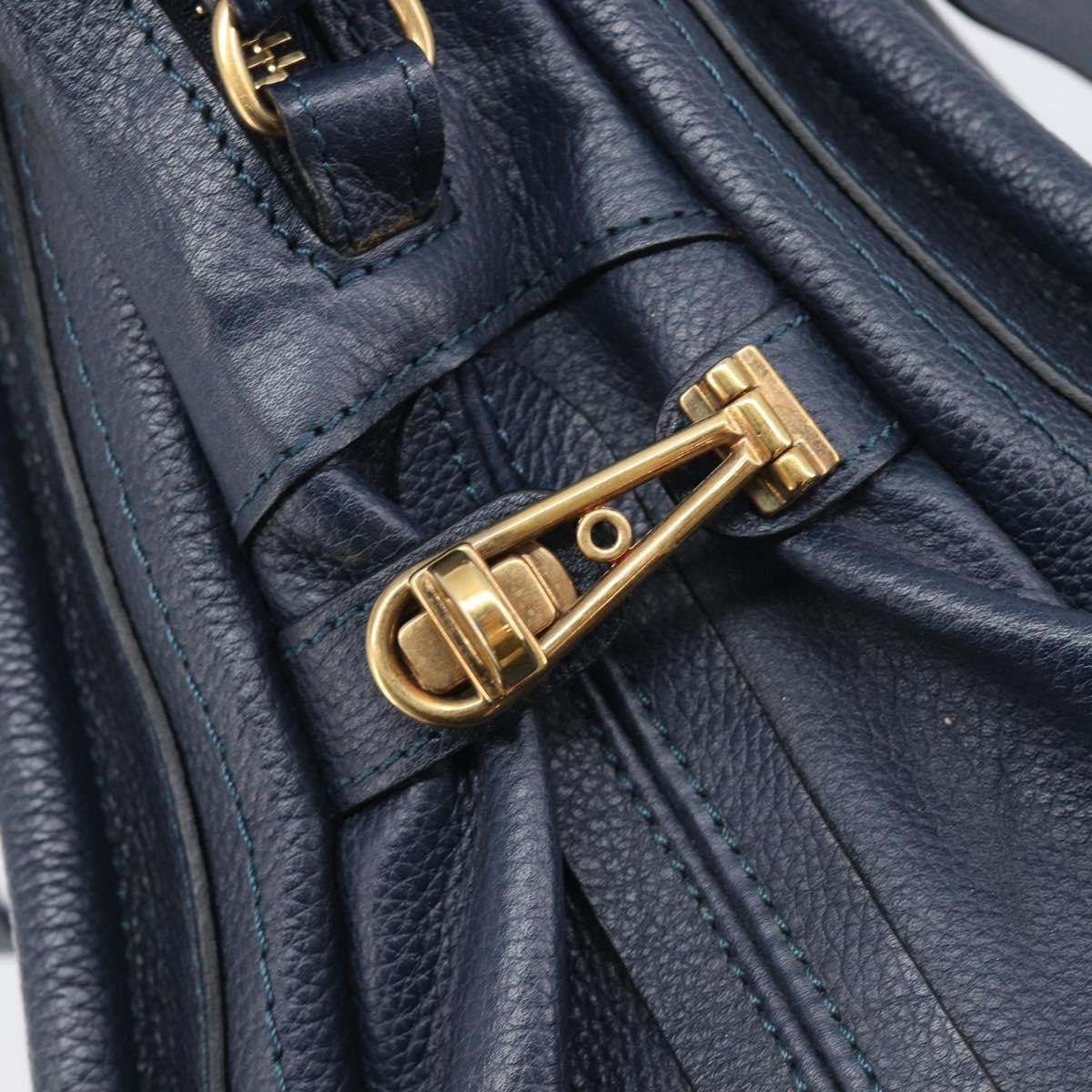 Chloe Paraty Top Handle Leather Navy Leather Handbag (Pre-Owned)